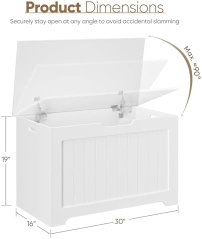 ZenStyle Storage Chest, Wood Storage Bench with 2 Safety Hinges, Storage Trunk Box Bench Entryway Bench for Bedroom and Living Room (White)