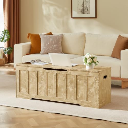 VANKILEY 51.2" Storage Chest Extra Large,Wooden Storage Bench(Rustic Gold)