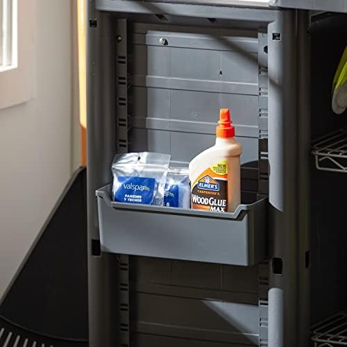 Gracious Living MaxIt 2-Shelf Lockable Utility Storage Base Cabinet, Gray