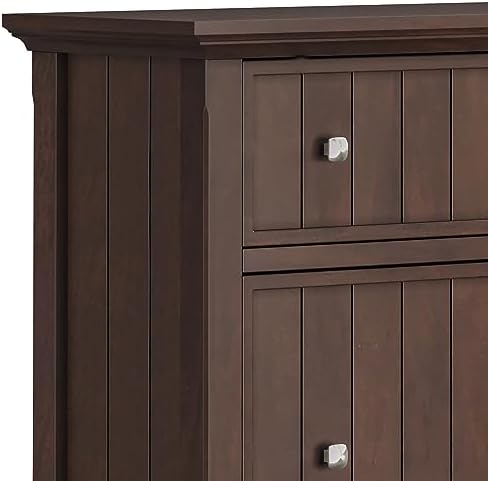 SIMPLIHOME Acadian Storage Bench and Shoe Cabinet Set in Brunette Brown