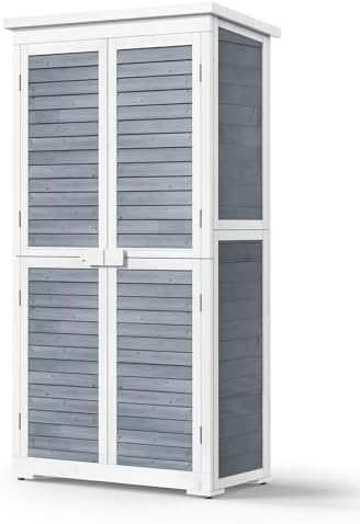Bealife 63.2" Outdoor Storage Cabinet with Double Doors - Grey