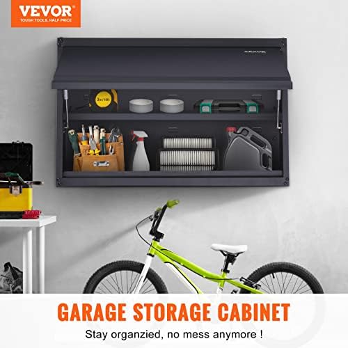 VEVOR Metal Storage Cabinet, 120lbs Load Capacity per Shelf, 20'' Tall Wall-Mounted Powder-Coating Steel Garage Cabinet with Adjustable Shelf, Press to Close & Open Door Perfect for Office Garage Tool