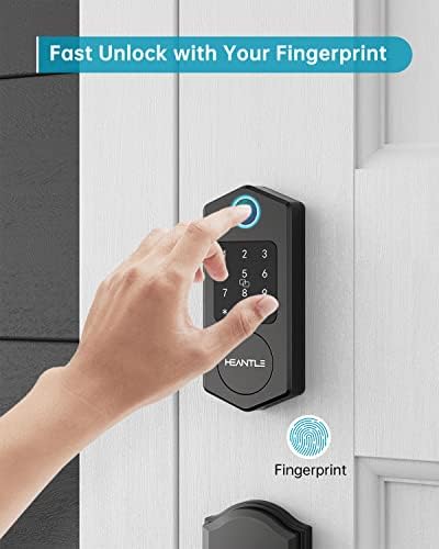 Keyless Entry Door Lock,HEANTLE Fingerprint Smart Deadbolts with Touchscreen Keypad for Front Door,Electronic Bluetooth Deadbolt with App Control,Auto Lock