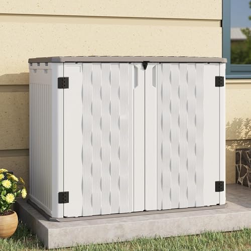 UDPATIO 34 Cu.Ft Resin Storage Shed,Horizontal Outdoor Shed,White