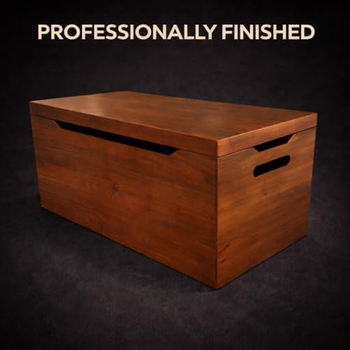 Fully Assembled, Solid Wood Storage Chest with Lid & Handles, Wooden Box, Organizer, Storage, Birthday, Gift, Blankets, Clothes, Keepsakes, Anti-Slam Hinges, 30” Professional Walnut Finish