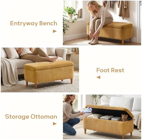 39.4" Ottoman with Storage Upholstered Storage Bench for Living Room