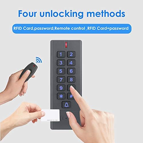 Access Control Keypad Reader Smart Keypad Lock IP65 Waterproof Remote Access Controler Wireless Exit Button 125Khz RFID Smart Lock (AW1-EM Wireless Access Control Kit)