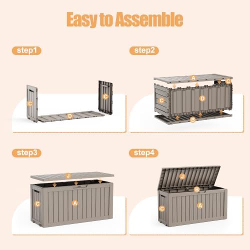 Outdoor Storage Box,Waterproof 100 Gallon Resin Deck Box With Wheels