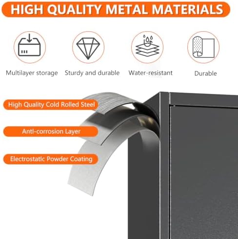 Metal Garage Storage Cabinet, 71" H Lockable Tool Cabinet with Doors