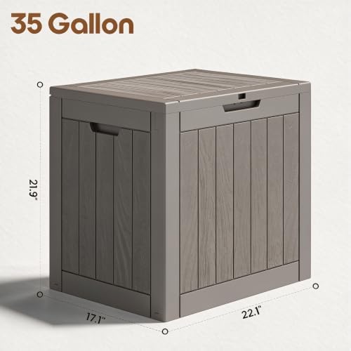 NUNU LAB 35 Gal Outdoor Storage Box Waterproof Lockable,Deck Box,Grey