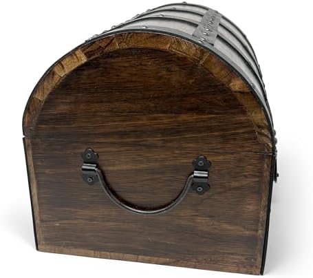 Nautical Cove Handmade Wooden Treasure Chest Storage Box – Deluxe Design with Real Leather Accents, Working Iron Lock & Skeleton Keys, Decorative Keepsake Chest (Large - 12 × 9 × 9")