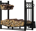 Fire Beauty Fireplace Log Rack 34 Inch Wood Storage Holder with 4 Tools