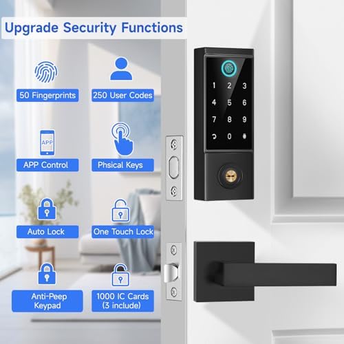 BEBASIA APP Control Fingerprint Lock with Handle, Heavy Duty