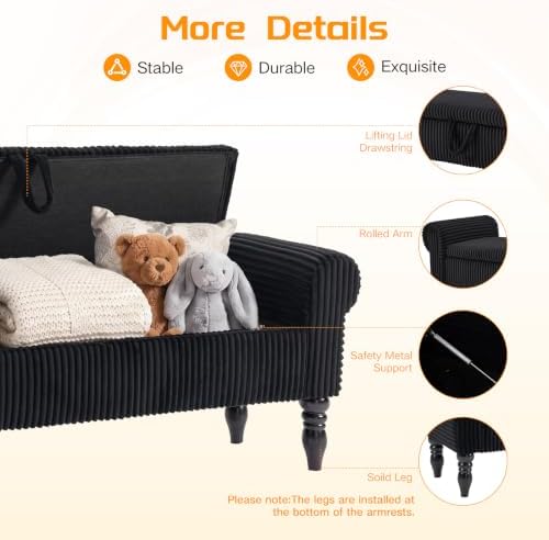 60" Storage Bench for Bedroom,End of Bed Bench with Storage