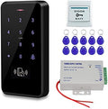 Outdoor Door Access Control System Kit IP68 Waterproof RFID Keypad Card Reader + Power Supply + Door Exit Button +10pcs Keyfobs (Without Lock)