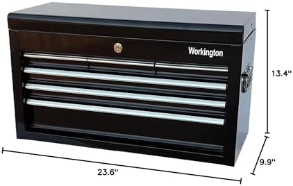 Workington Portable Metal Tool Chest with 6 Drawers, 24" 6-Drawer Tool Chest Cabinet with Ball Bearing Drawer Slides, Steel Tool Storage Box Organizer 4005 Black