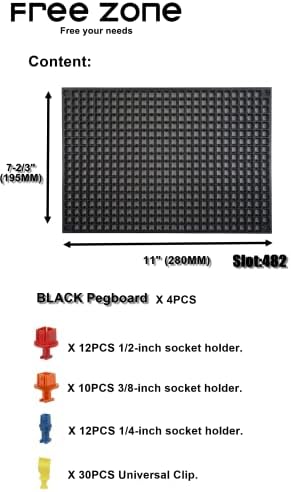 Free Zone 68-Piece Large Pegboard Socket Tools Organizer Set