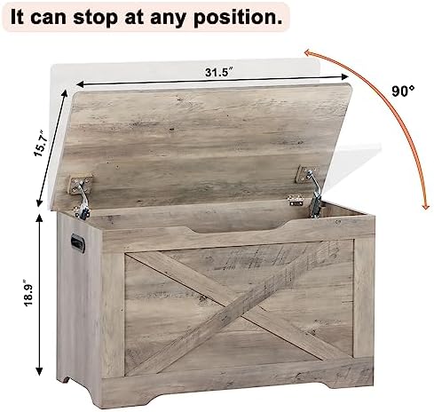 Timberer 31.5" Storage Chest, Wooden Storage Bench, Entryway Shoes Bench