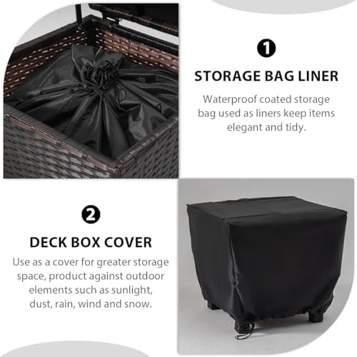 Sundale PE Wicker Deck Storage Box, 13 Gallon, Brown Outdoor Bin with Lid