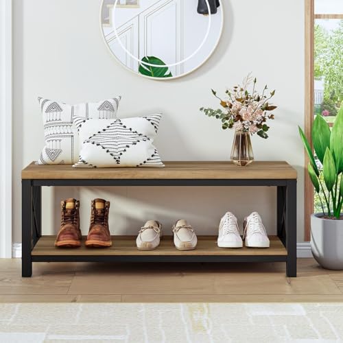 BON AUGURE Entryway Shoe Bench for Mudroom, Farmhouse Bench with Storage