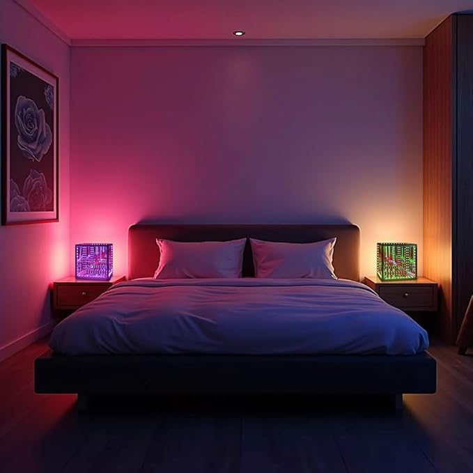 Heepulor Infinity Hyper Cube LED Table Lamp, Color-Changing Music-Sync