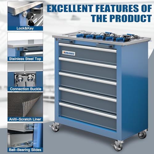 LARBANKE Rolling Tool Chest Combination,5-Drawer & 8-Drawer Tool Chest