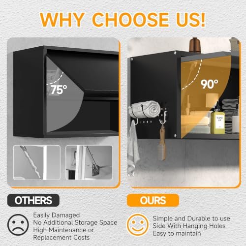 Metal Garage Wall Cabinet with Doors Side with Holes,13.8"H 1 Door Small Wall Hanging Tool Chest Cabinet ,Garage Storage Cabinet for Garage, Basement, Kitchen, Warehouse,Office, Bathroom-Black Gray