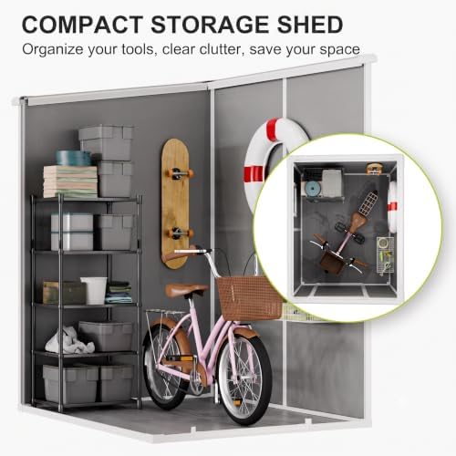 5x4 FT Outdoor Resin Storage Shed with Floor Door Window,Gray