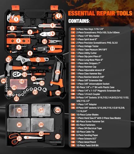 328-Piece Home Tool Kit with Detachable Drawer Storage Case