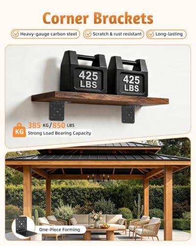 4PCS L Brackets Heavy Duty, 4X4X3.5 L Brackets for Wood Black