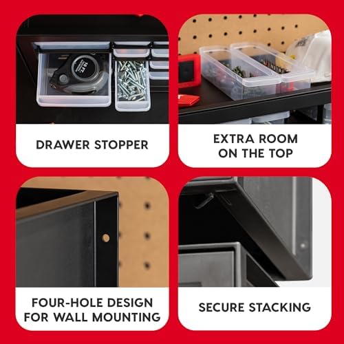 IRIS USA 26-Drawer Teacher Toolbox, 2 Pack, Craft Storage Drawers, Black