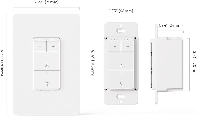 TREATLIFE Smart Ceiling Fan Control and Dimmer Light Switch, 2.4GHz WiFi Only