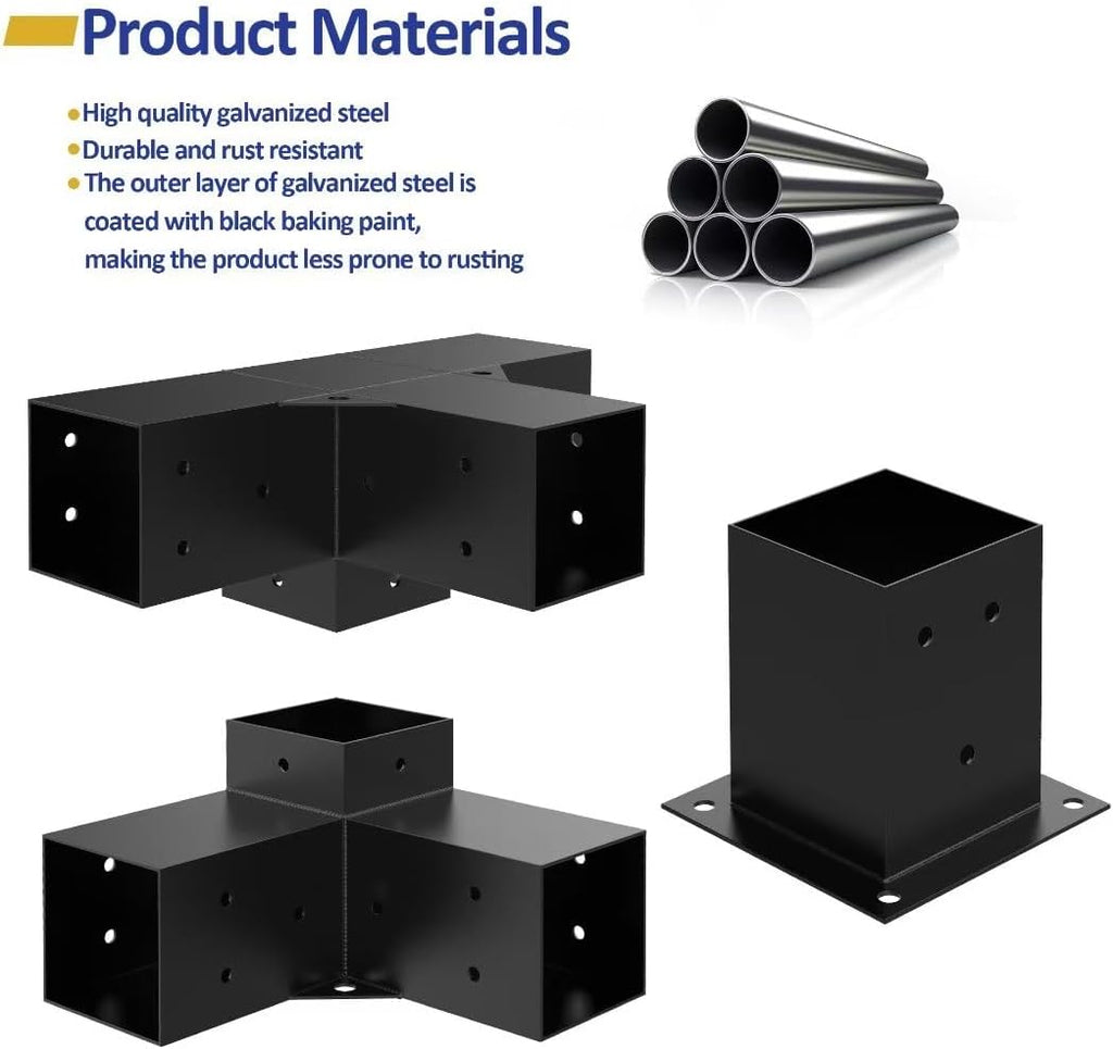 jexaline heavy-duty pergola bracket kit for 4 x, close-up detail