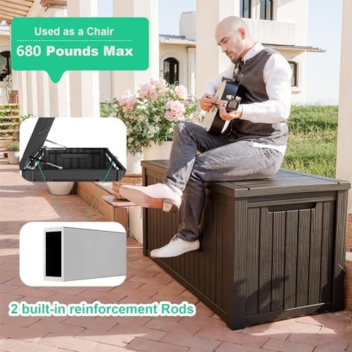 200Gal Outdoor Storage Box Waterproof Lockable Deck Box