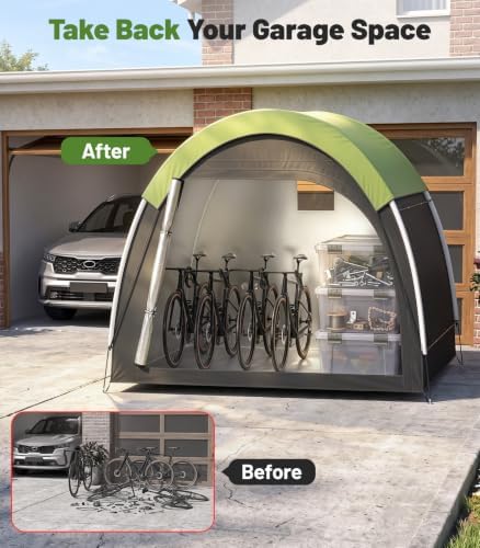Housolution Anti-Theft Bike Storage Tent with Rain Cover for 4-5 Bikes