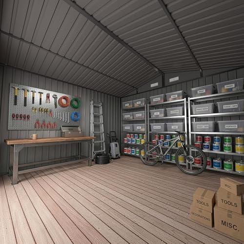 UDPATIO 10X10 FT Outdoor Storage Shed, Metal Shed for Patio&Garden,Grey