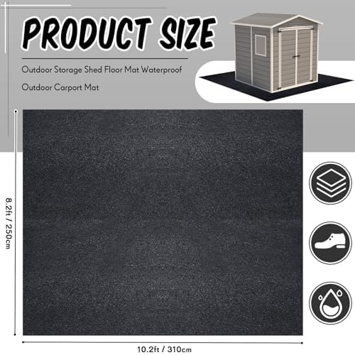 Shed Floor Mat 8.2 x 10.2 ft, PE Backing for Garage, Carport and Workshop