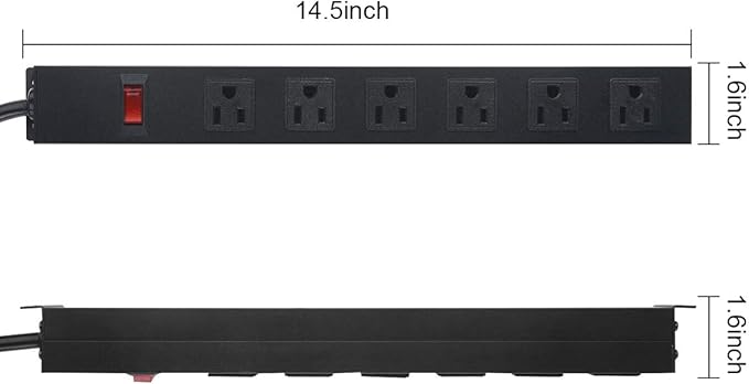 2Pack Metal Wall Mount Power Strip, Mountable Power Outlet