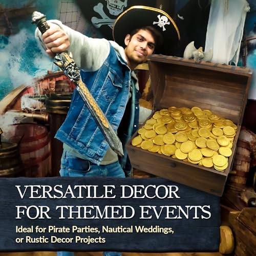 Nautical Cove Wooden Pirate Treasure Chest with Lock & Skeleton Key X-Large