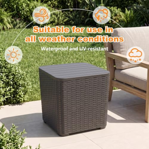 12 Gallon Outdoor Deck Box, Lockable Waterproof Resin Storage Bin, Weatherproof Container for Patio Cushions, Garden Tools & Outdoor Accessories (Black)