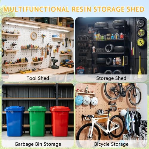 PIPLEO 8x10 FT Resin Outdoor Storage Shed with Floor