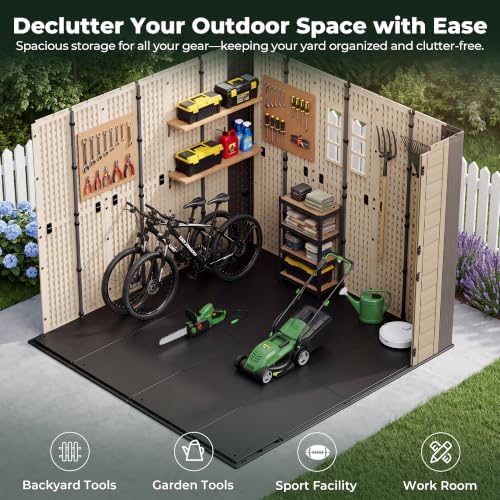 Resin Shed 8x8 FT Outdoor Storage Shed with Floor Included