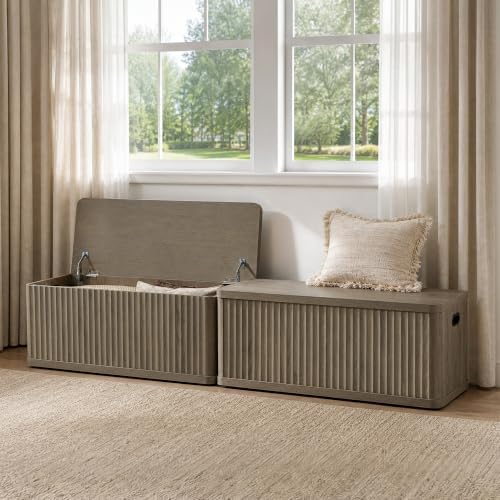 SICOTAS Storage Bench 40.2" Wide Shoe Bench with Lift Top Large Wooden Storage Chest Trunk Modern Blanket Chest with 2 Safety Hinges & Seating for Bedroom Entryway Living Room Hallway