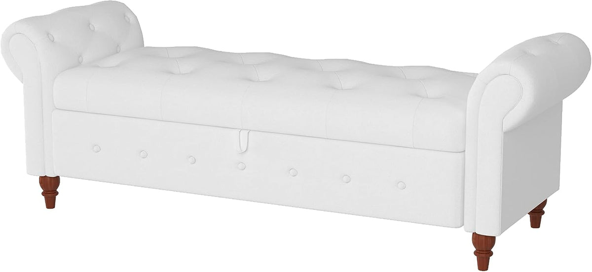 keiki storage bench for bedroom, 63" bed benches showing dimensions