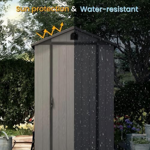 Patiowell 4x6 FT Resin Storage Shed with Floor, Dark Gray
