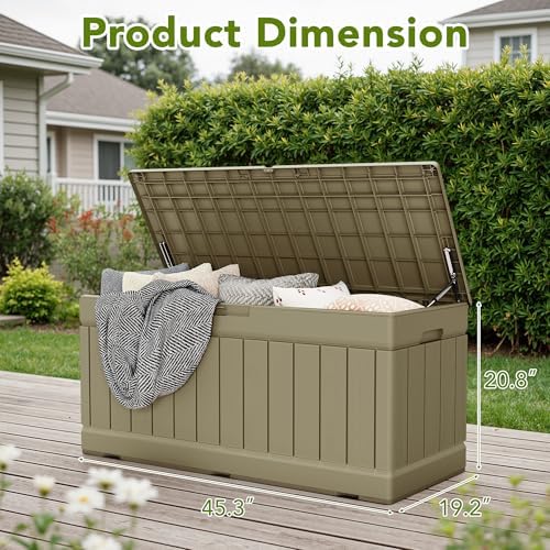 Devoko 78 Gallon Deck Box, Waterproof Resin Outdoor Storage Box
