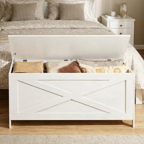 MAHANCRIS 39.4" Storage Chest with Lid, Storage Bench with Safety Hinges