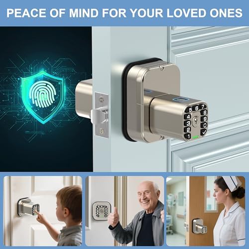 Richelock IU53 Double-Sided Fingerprint & Keypad Door Lock, All-Weather, Fully Waterproof Biometric Entry with Dual-Sided Codes, Same Key Both Sides for for Outdoor, Indoor, Gate, Fence