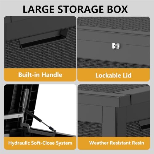 380 Gallon Outdoor Storage Box Waterproof Lockable Deck Box