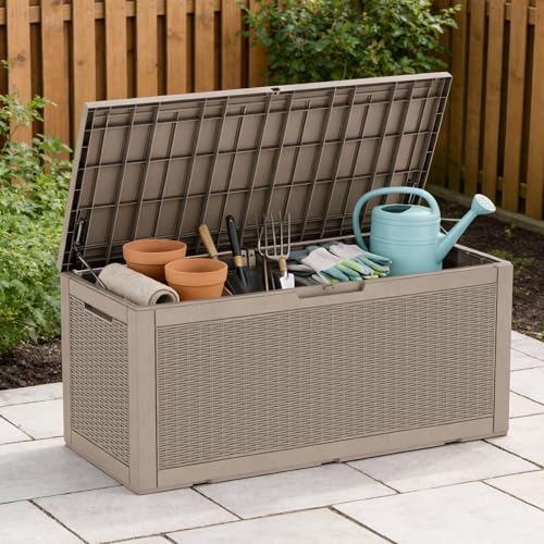 Vixzen 121 Gal Waterproof Outdoor Storage Box Lockable Deck Box